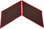 US Marine Corps Male Service Stripe - USMC 4-Stripes Green on Red, Pair, Patches