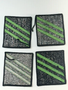 LOT OF 4 GENUINE US NAVY E3 RATING BADGE: AIRMAN - GREEN CHEVRONS ON BLUE SERGE