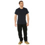Navy Blue Solid Color Short Sleeve Crew Neck T-Shirt | Poly/Cotton Blend