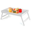 White Bamboo Bed Tray, Folding Legs, Bed and Serving