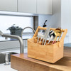  Bamboo Utensil Cutlery Holder Carry Handle