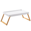  White / Natural Bamboo Serving Tray Folding Legs 