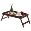 Brown Bamboo Serving Tray Folding Legs 