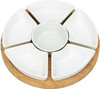 Vencier Lazy Susan Rotating, Revolving Dip Set Snack Bowl Serving Platter with 6 Ceramic Dishes Dips, Snacks & Appetisers