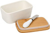 Porcelain Butter Dish with Knife & Bamboo Lid