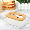 Porcelain Butter Dish with Knife & Bamboo Lid