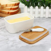 Porcelain Butter Dish with Knife & Bamboo Lid