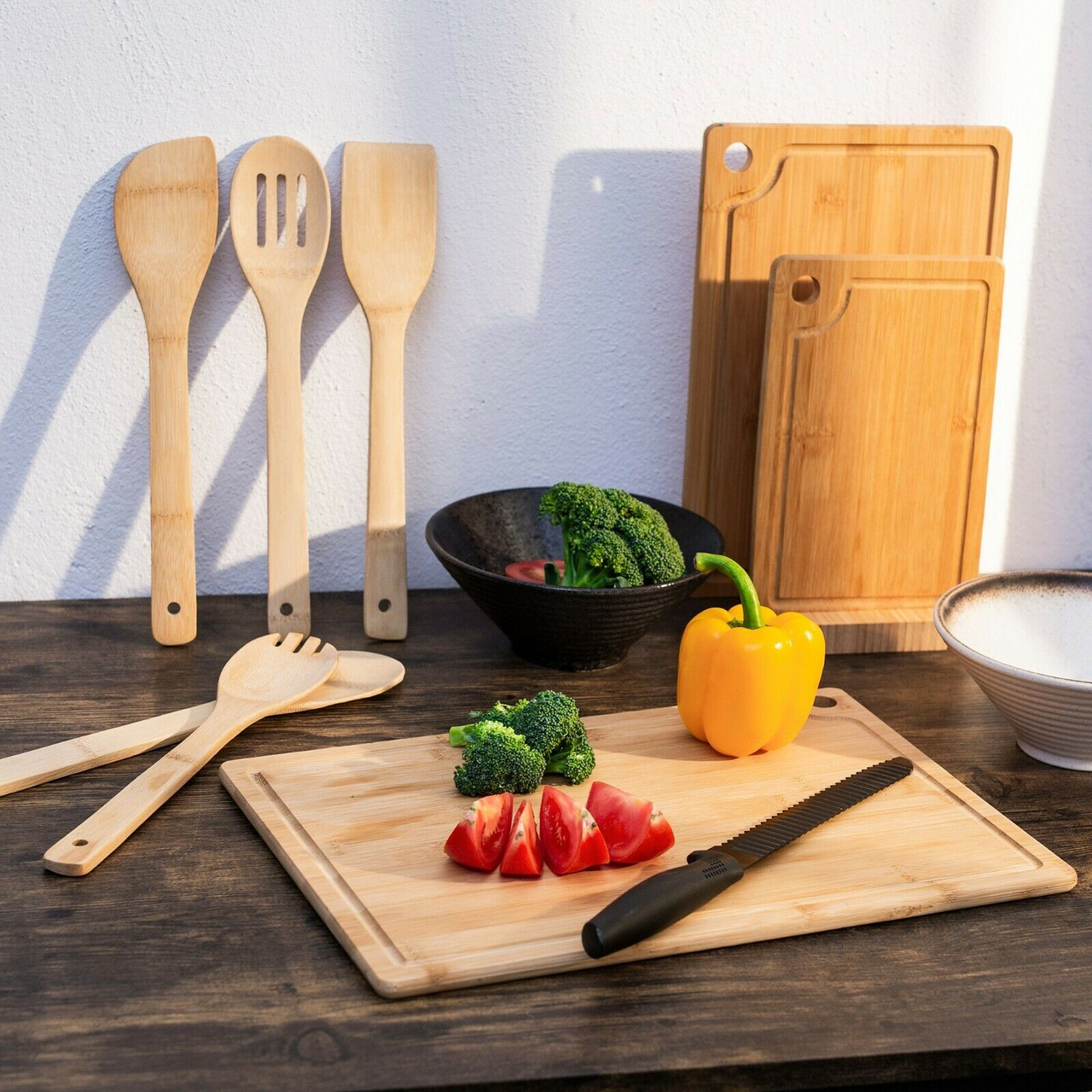 Wooden Chopping Board Set With Stand