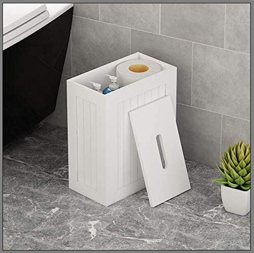  White Shaker Slimline Wooden Multi-purpose Bathroom Storage Unit 