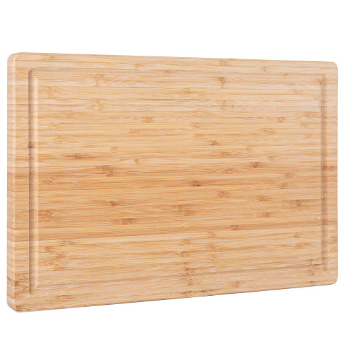 Vencier Organic 2-in-1 Bamboo Board: Extra-Large, Juice Groove. Ideal for Meat, Veggies, Cheese, Bread. A Premium Kitchen Essential