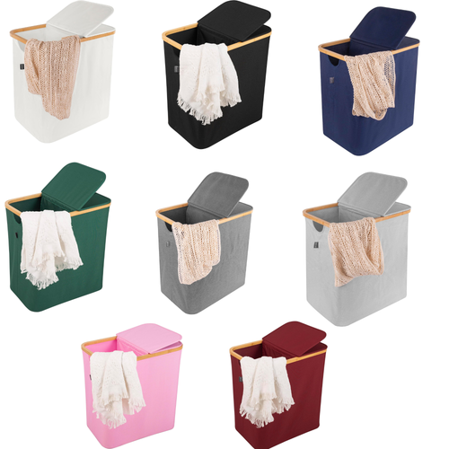XL Bamboo Laundry Hamper with Lid – 88L
