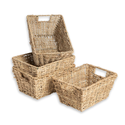 Set of 4 Handwoven Seagrass Storage Basket