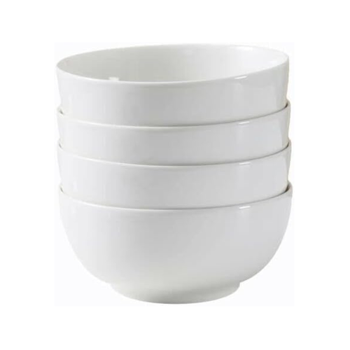 Set of 4 Porcelain Bowls, 600ml | White