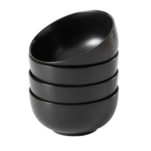 Set of 4 Porcelain Bowls, 600ml | Black