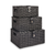 Resin Wicker Storage Baskets with Lids, Set of 3, Black