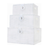 Resin Woven Storage Baskets with Lids, Set of 3, White