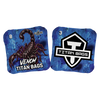 professional acl stamped cornhole bags with a scorpion and blue background