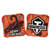 professional acl stamped cornhole bags with a scorpion and orange background
