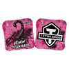 professional acl stamped cornhole bags with a scorpion and pink background