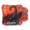 professional acl stamped cornhole bags with a scorpion and orange background