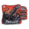 acl stamped professional titan cornhole bags with a kraken squid design dweller red