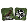 acl stamped professional titan cornhole bags with a t rex dinosaur design tyrant green