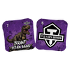 acl stamped professional titan cornhole bags with a t rex dinosaur design tyrant purple