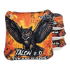 acl stamped professional titan cornhole bags with an owl design talon orange