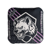 hellbender acl stamped professional titan cornhole bags with a hyena design black purple lavender