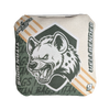 hellbender acl stamped professional titan cornhole bags with a hyena design white green