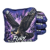 acl comp stamped fury cornhole bag set with hawk design in purple