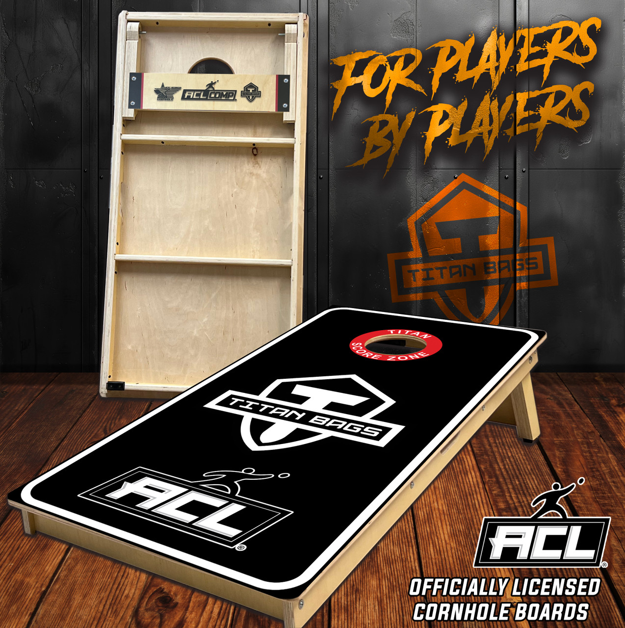 Titan & ACL Big Logo - ACL Approved Cornhole Boards