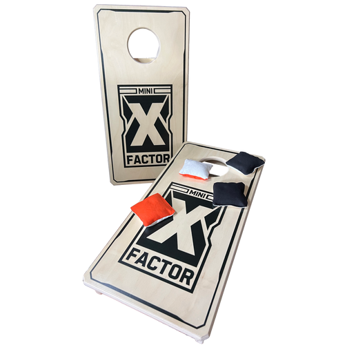 x factor mini cornhole board set with mini bags