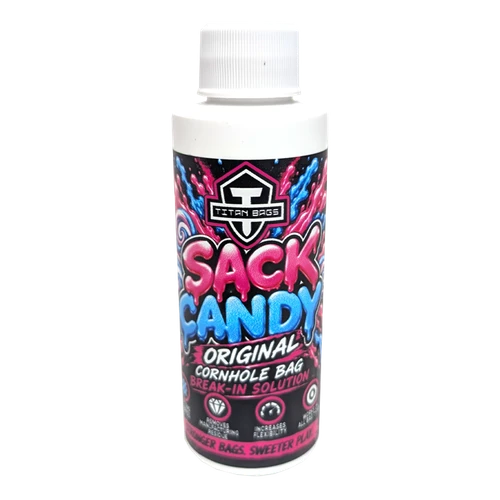 bottle of sack candy cornhole bag break in solution
