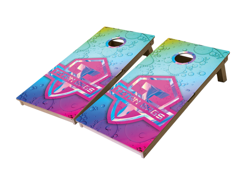 retro bubblegum pop cornhole board