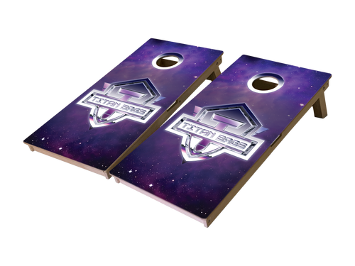 purple galaxy retro cornhole boards