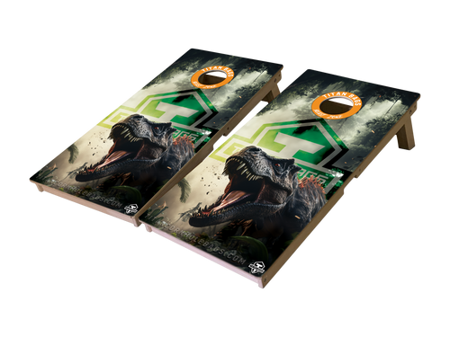 tyrant t rex beast zone cornhole board set