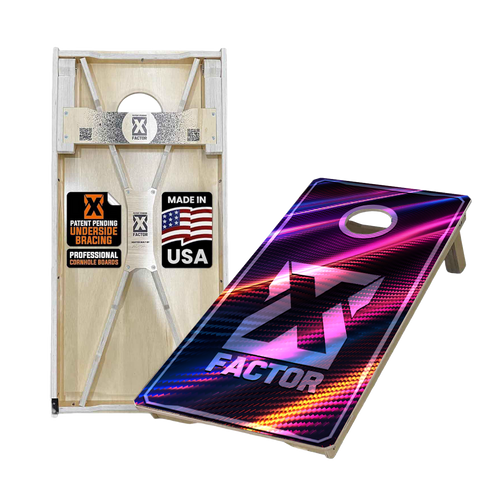 holographic carbon x factor premium cornhole board set