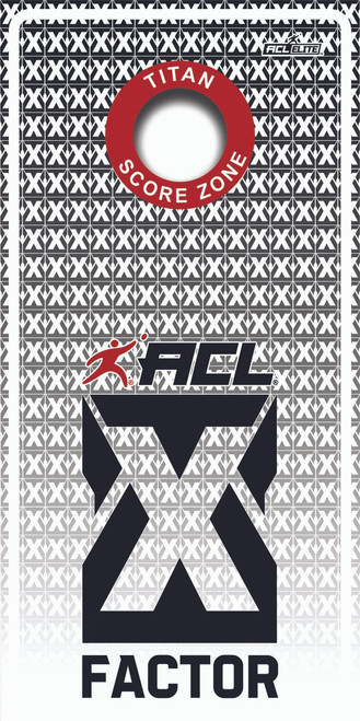 ACL elite stamped premium cornhole boards with x factor design and bracing