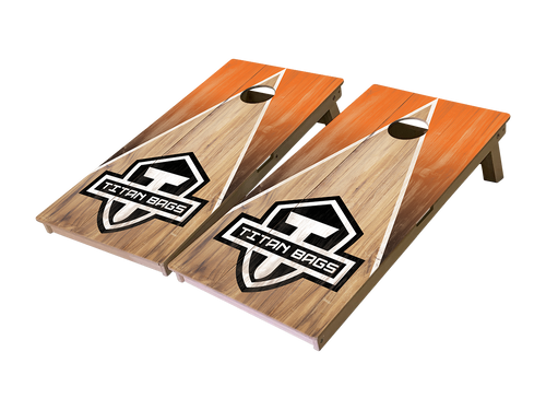Titan Cornhole Board Orange Triangle Rustic