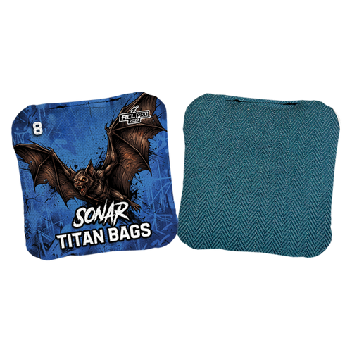 acl pro stamped cornhole bags with bat blue