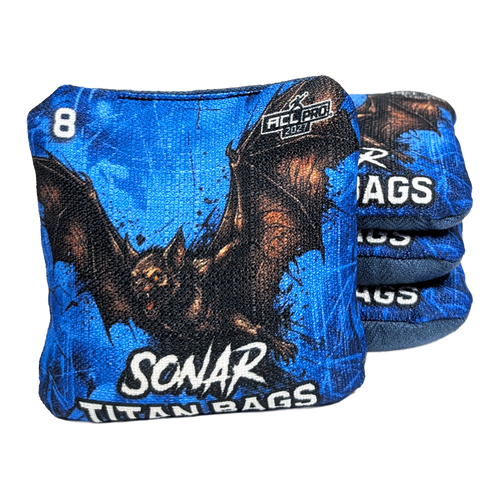 acl pro stamped cornhole bags with bat blue