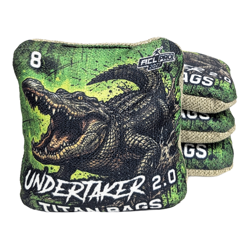 acl pro stamped cornhole bags with alligator and green