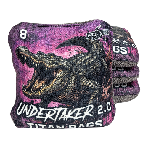 acl pro stamped cornhole bags with alligator and purple