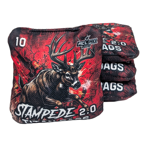 acl stamped professional titan cornhole bags with a deer buck design stampede 2.0 red