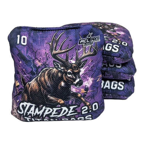 acl stamped professional titan cornhole bags with a deer buck design stampede 2.0 purple