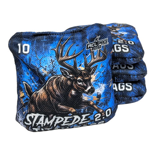 acl stamped professional titan cornhole bags with a deer buck design stampede 2.0 blue