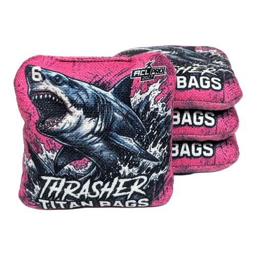 acl stamped professional titan cornhole bags with a shark design thrasher pink