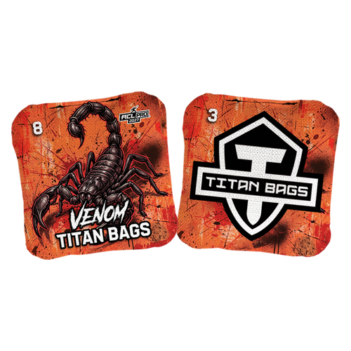 professional acl stamped cornhole bags with a scorpion and orange background