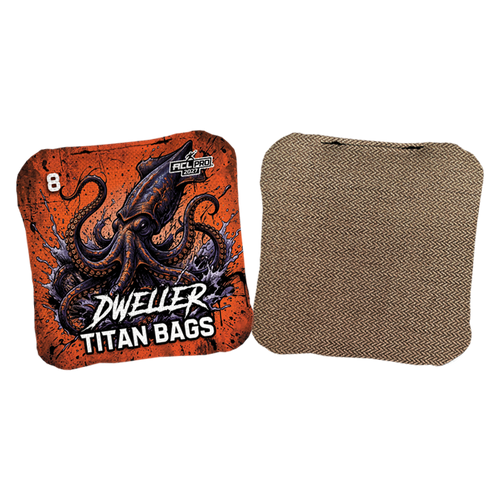 acl stamped professional titan cornhole bags with a kraken squid design dweller red